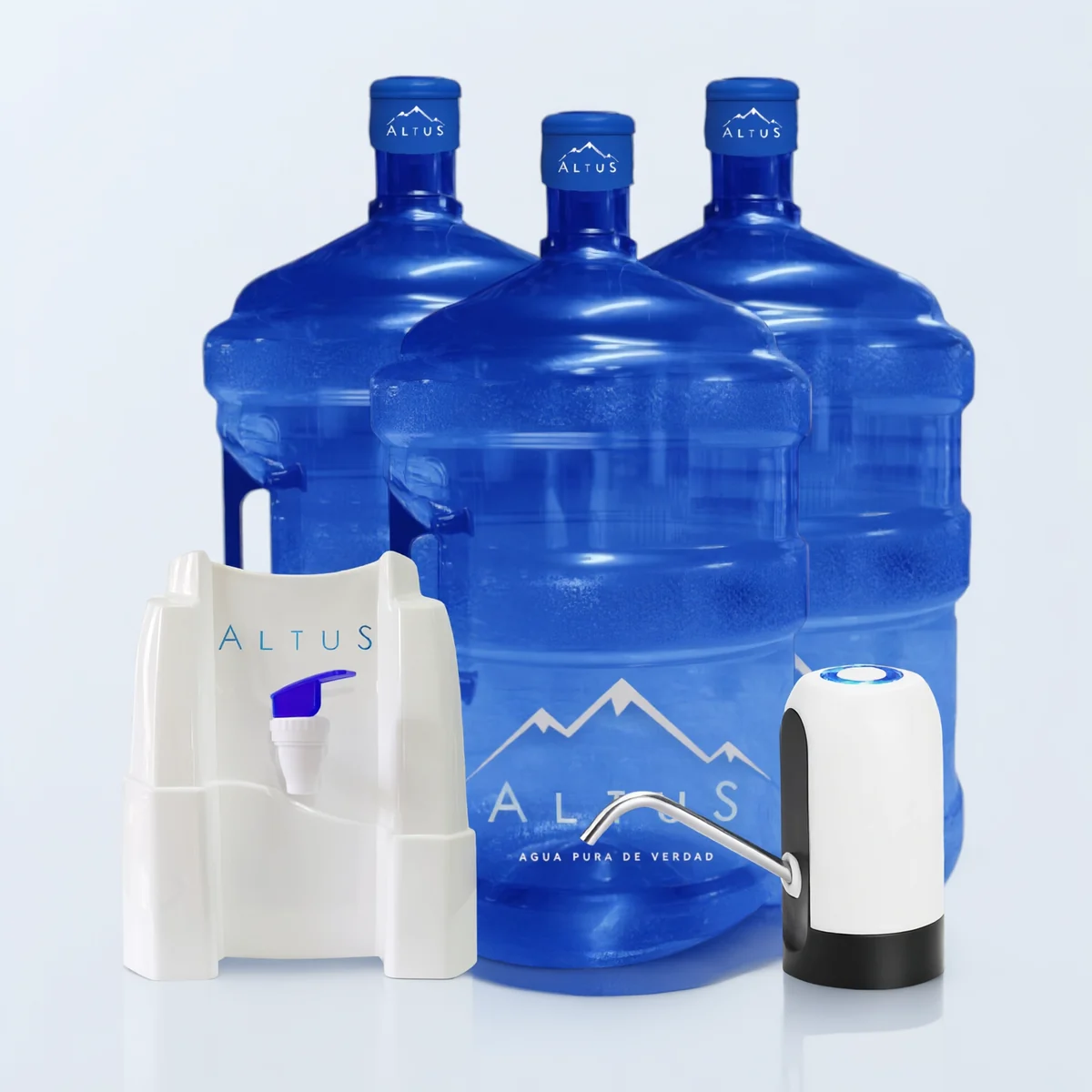 Pack 3 de ALTUS: 3 bidones de 20L y dispensador